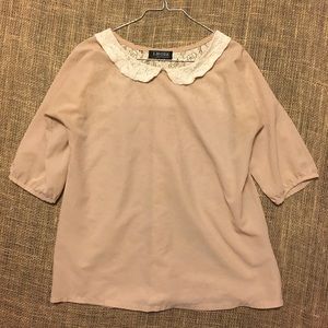 Cream and White Blouse with Lace Details